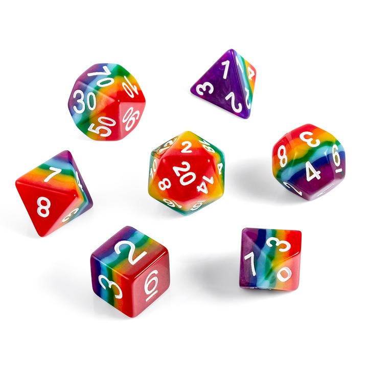Set 7 zaruri de joc Proud Rainbow, Rasina, Multicolor