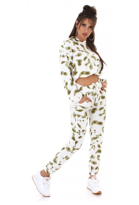 Compleu dama cu hanorac crop, Verde