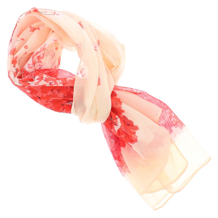 Női sál, Buticcochet, poliészter, pattogatott kukorica mintás, 50x150 cm, piros - ES1929