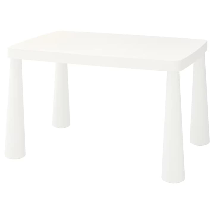 Masa pentru copii, culoare alba, plastic rezistent, interior/exterior, 77x55 cm