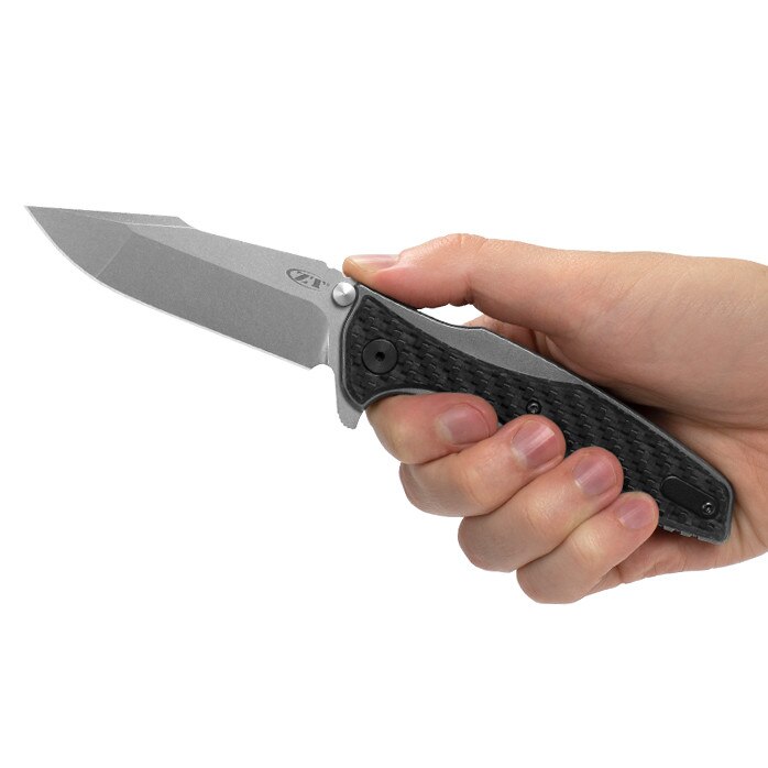 Cutit pliabil ZT Hinderer 0393GLCF, Zero Tolerance, Inox/Fibra de