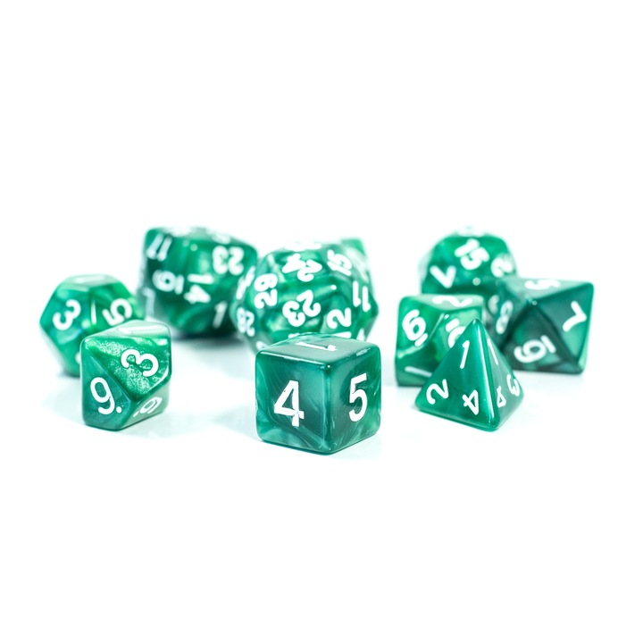 Set 10 zaruri de joc Brokilon, Acrilic, Verde