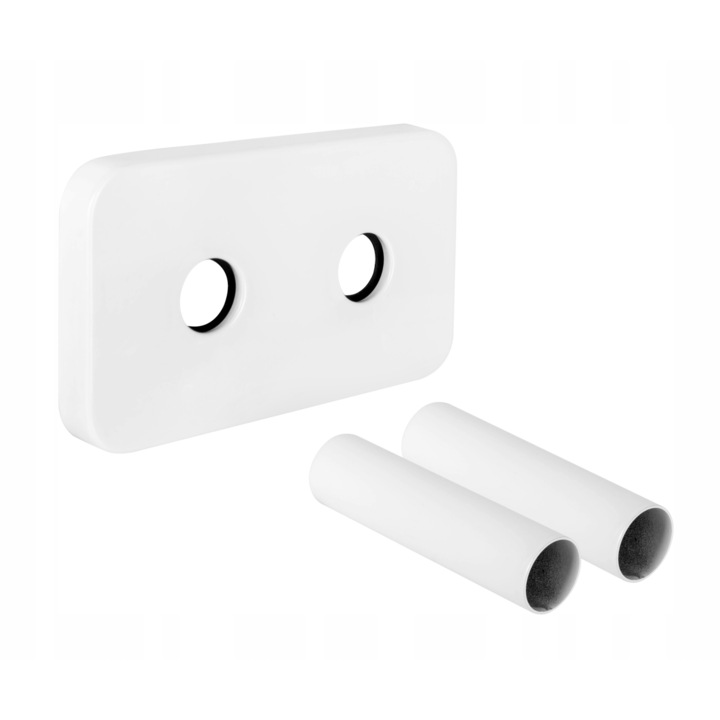 Set rozeta dubla si 2 mansoane, Diamond, Otel, Alb