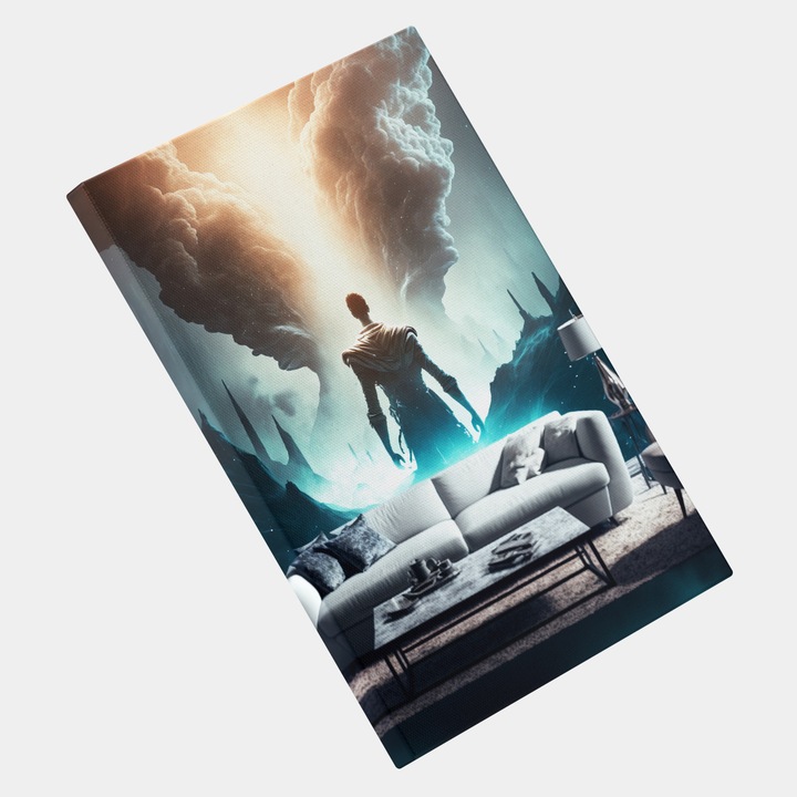 Стенни тапети с картини на платно, Човек, Момче, Човек, Експлозия, Висок клас, Дигитално изкуство и живопис, Концепция, генерирана с изкуствен интелект, AI, AI, 25x40 cm, Многоцветен