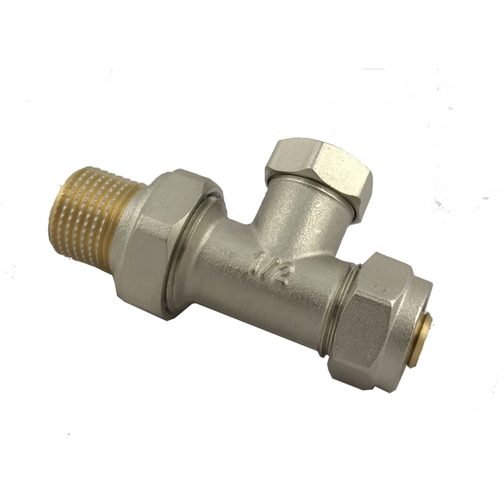 Gyémánt fűtőszelep, sárgaréz, arany/szürke