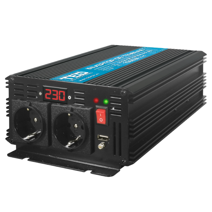 Autóinverter 12V-tól 230V-ig 1000W tiszta szinuszos