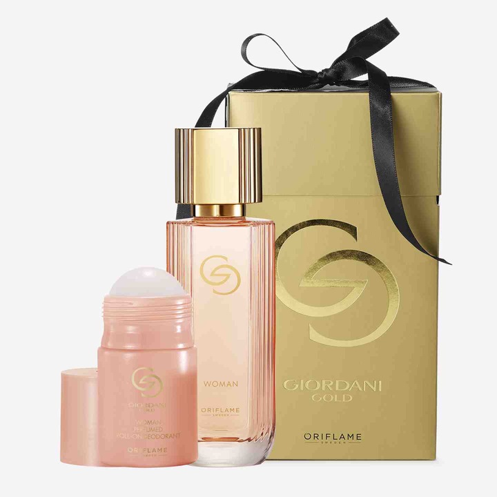 Set Giordani Gold Woman ea, apa de parfum 50 ml, roll-on 50 ml si cutie cadou