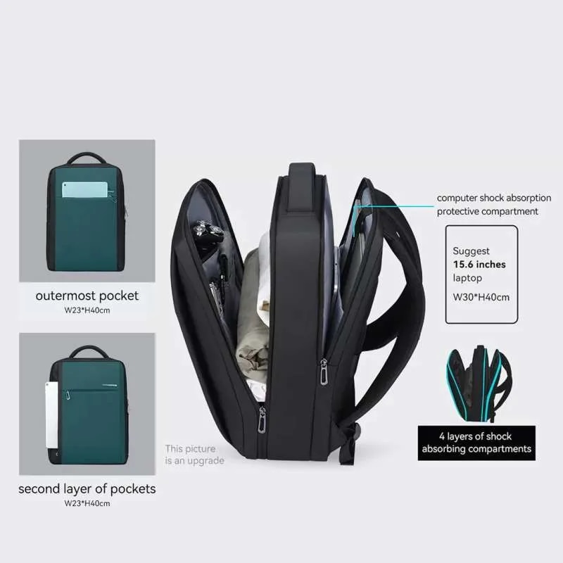 Rucsac Mark Ryden compatibil cu laptop 15.6 inch, full impermeabil, 3 modalitati de purtare, unisex, spatios, negru, rezistent la uzura