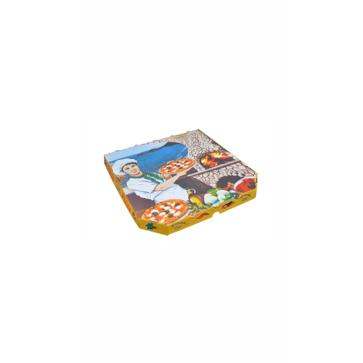 Set cutii pizza color, 100 buc, dimensiune 33x33 cm