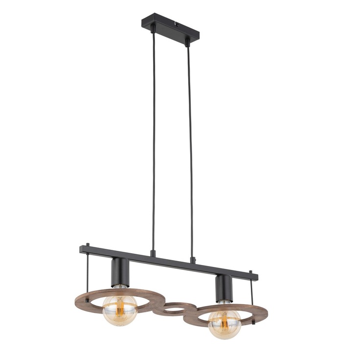 Lustra Coffee 2, Sigma, Metal, Soclu E27, Negru/Maro