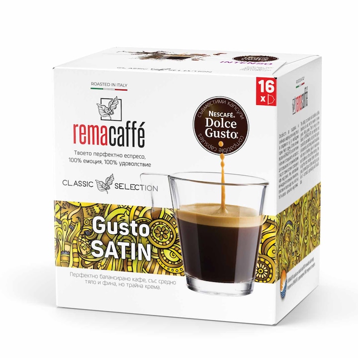 Capsule de cafea REMACAFFE Gusto Satin, Compatibile cu Dolce Gusto, 16 buc