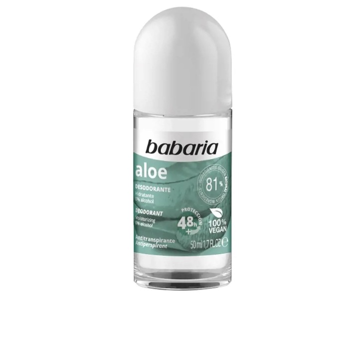 Рол-он дезодорант против изпотяване с Алое Вера, без аромат, 48 часа защита, Babaria, 50 ml