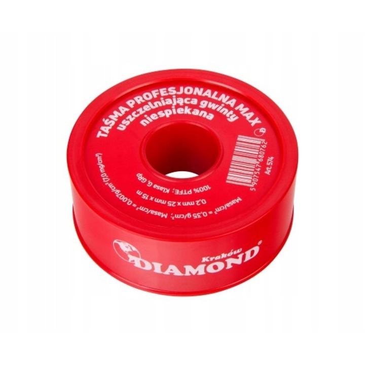 Banda profesionala, Diamond, Teflon, 15 m x 25 mm x 0.2, Rosu