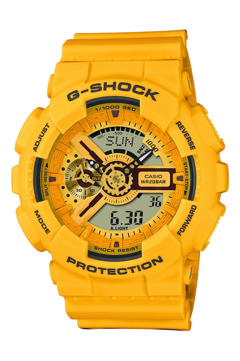 Casio, Кварцов часовник G-Shock с каишка от смола, Кафяв, Тъмножълт