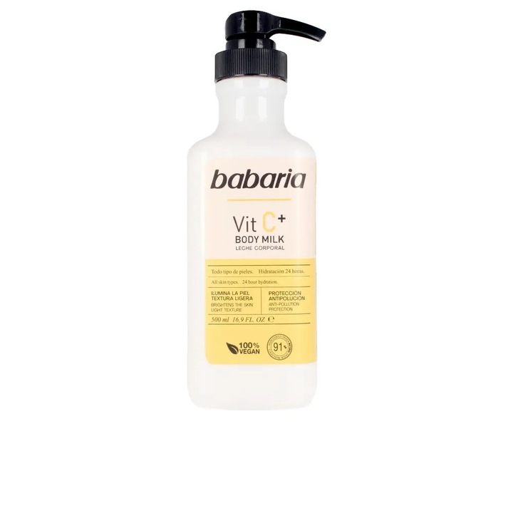 100% vegán hidratáló testtej C-vitaminnal, Babaria, 500 ml