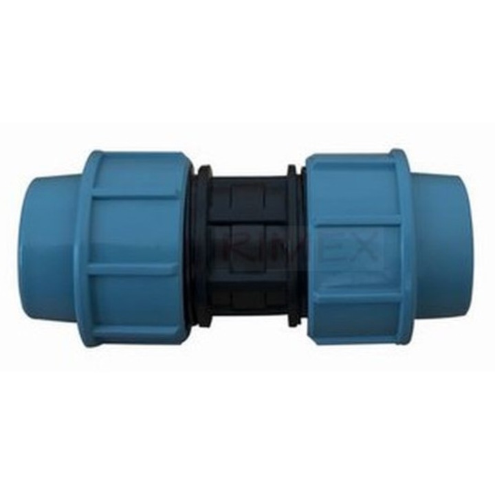 Компресионен фитинг за тръба, Unidelta, HDPE, 40 x 32 мм, син/черен