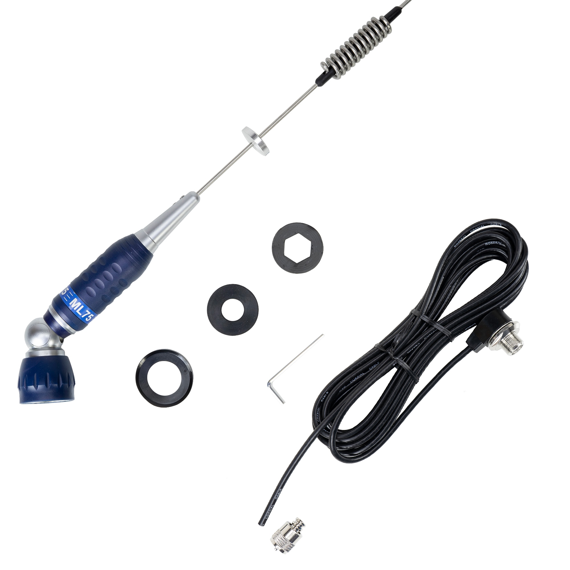 Antenne CB PNI ML201 - Noire, 201cm, 26-28MHz, 1200W, Basculement à 9° - Neuf