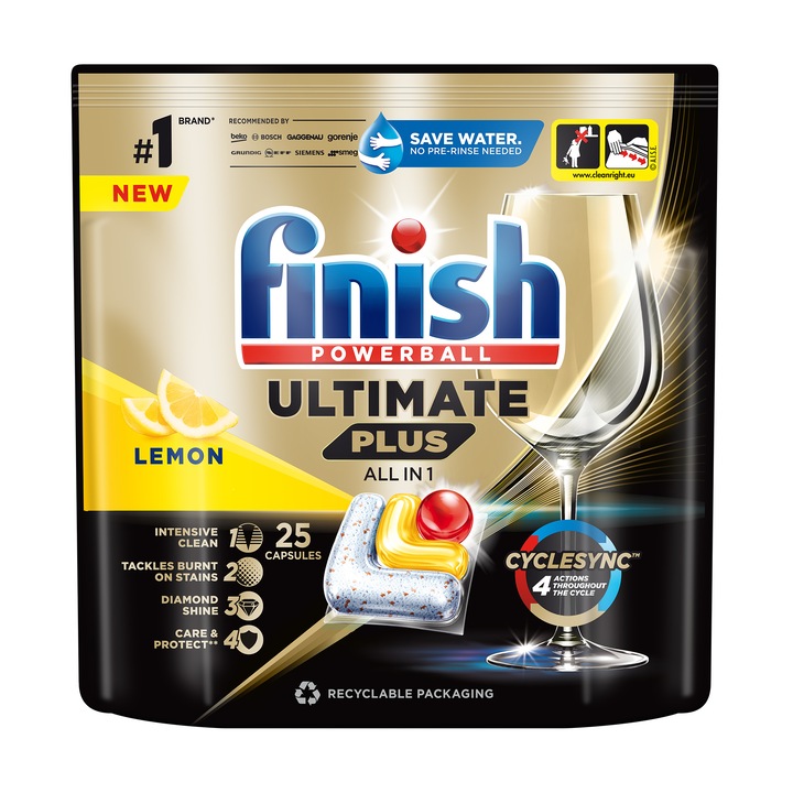 Finish Ultimate Plus All in 1 mosogatógép kapszula, Lemon, 25db