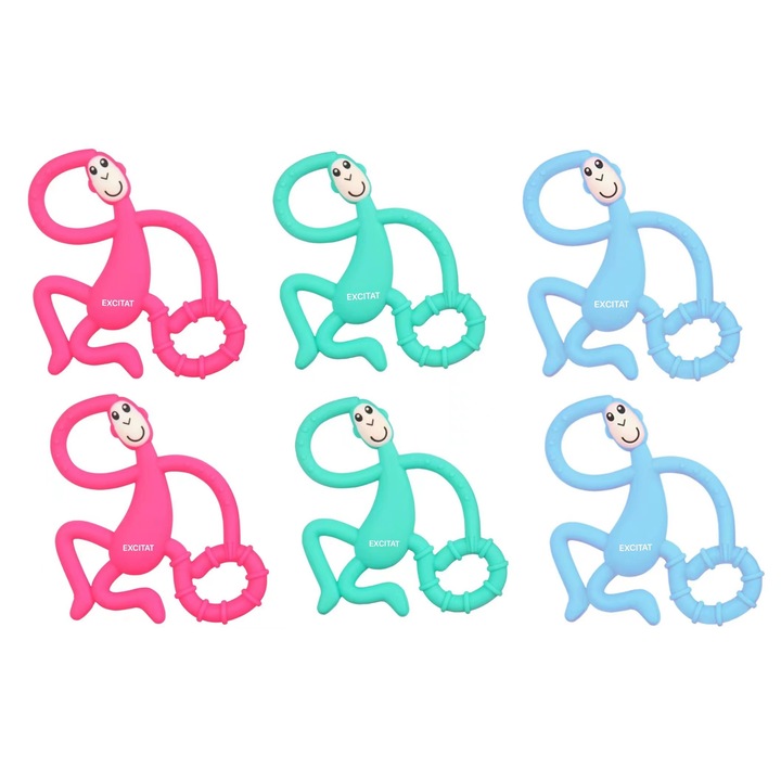 Excitat fogzási játék, 6 darabos készlet, matchbox majom, 3+ hónapos, piros, zöld, kék