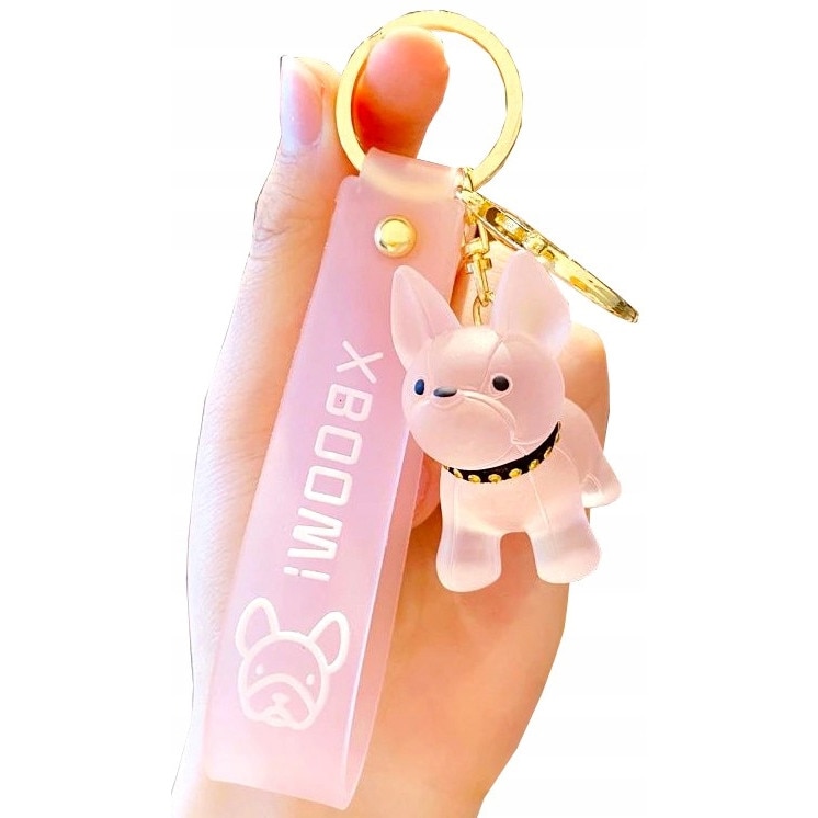 Breloc caine buldog, Roz/Auriu - eMAG.ro