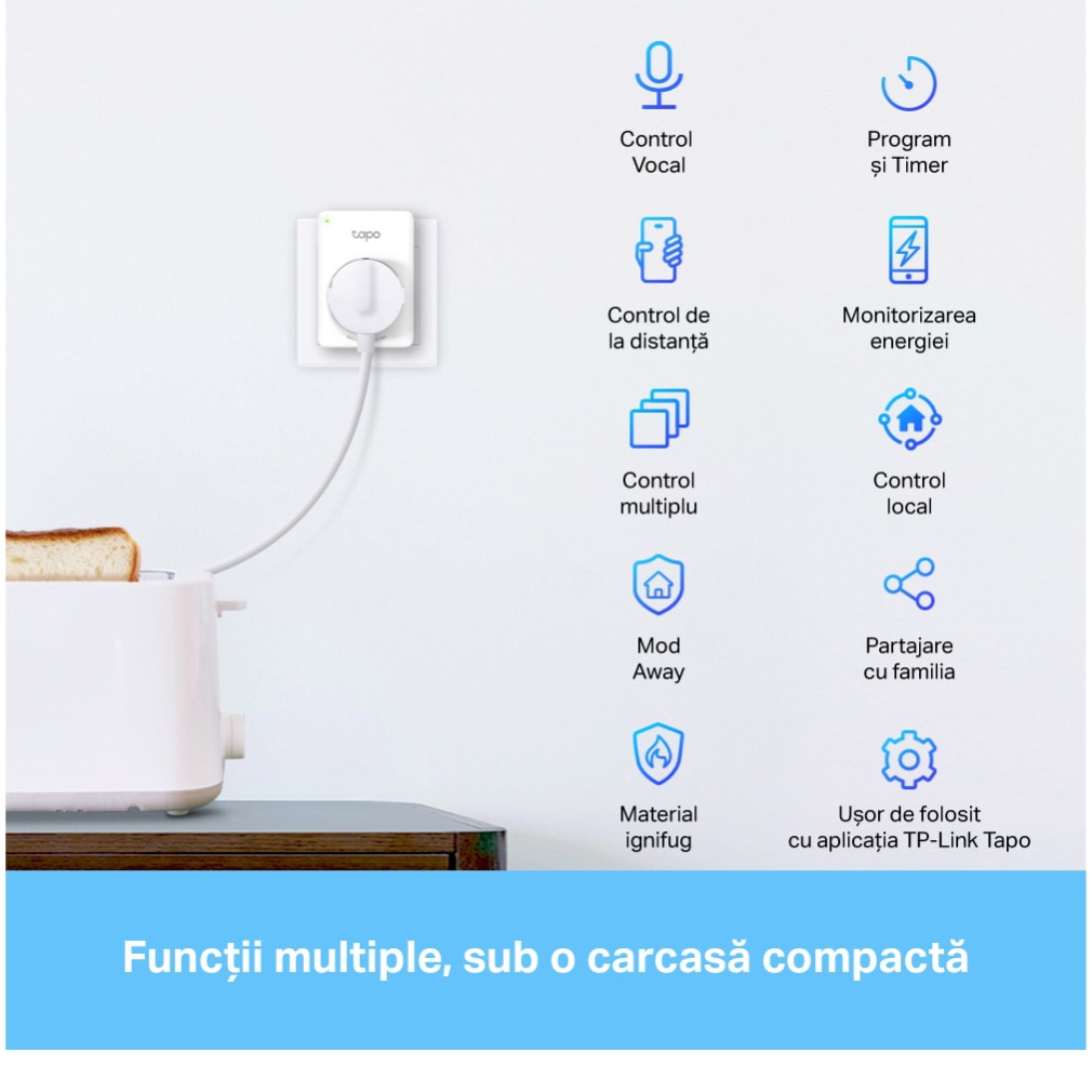 Pachet 4 prize smart TP-Link Mini Tapo P110, Wi-Fi, monitorizare consum ...