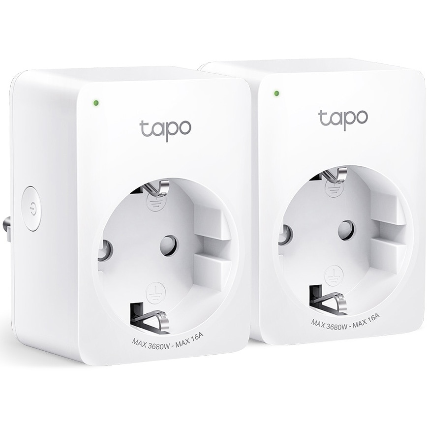 Pachet 2 prize smart TP-Link Mini Tapo P110, Wi-Fi, monitorizare consum energie, control vocal, 16A, compatibil cu Android / iOS, Amazon Alexa si Google Assistant, 220-240V, Alb