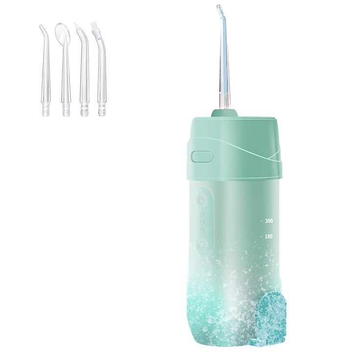 Irigator bucal, POMAMZ, Profesional, 4 Capete interschimbabile, Verde