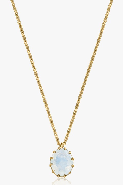 INDIRA, Colier de argint placat cu 2 microni de aur de 14K si decorat cu piatra lunii, Auriu