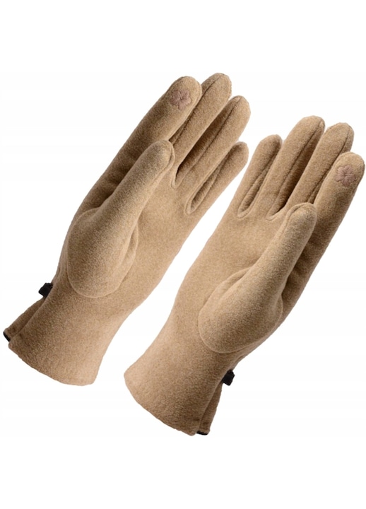Тактилни ръкавици за зимата, Edibazzar, Полиестер, Водоустойчиви, Бежово/Златно