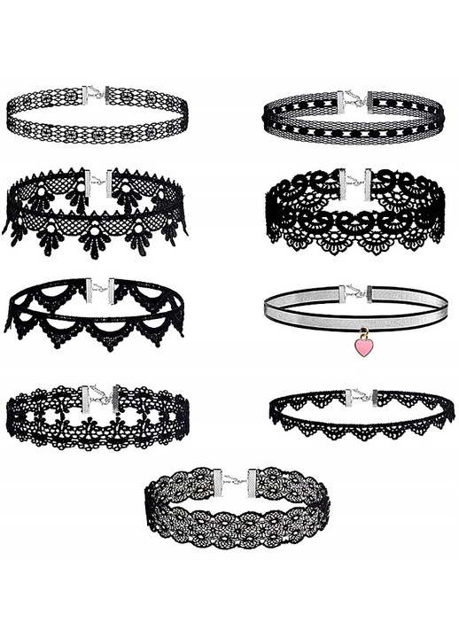 9 db-os choker készlet, Edibazzar, Textil, Fekete