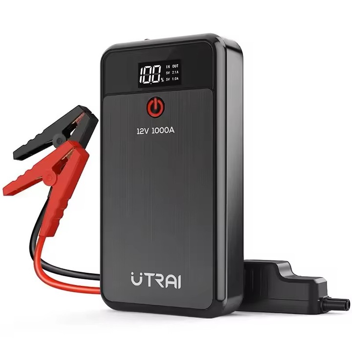 Starter auto multifunctional UTRAI JSTAR Air, acumulator extern, lanterna, 12V,1000A, Negru