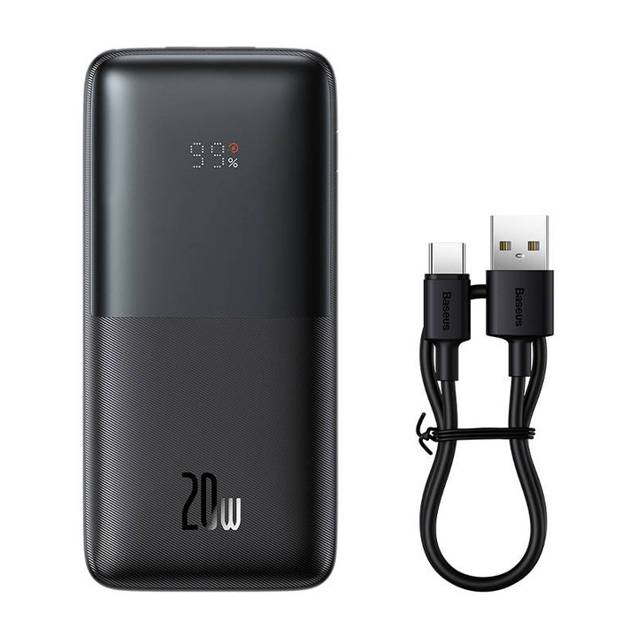 Външна батерия BASEUS - 10 000 mAh, 20W, Bipow Pro (PPBD040201), Черна
