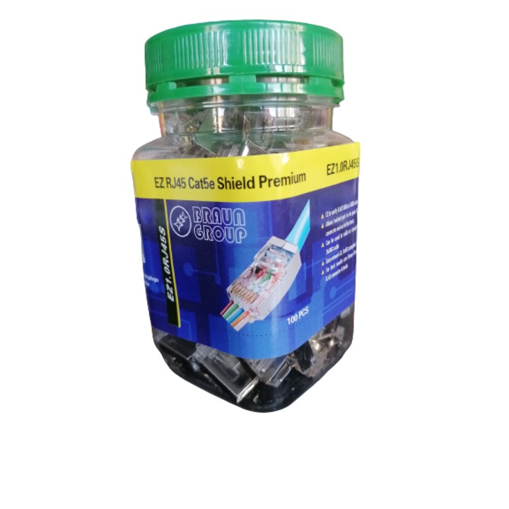 100 darabos RJ45 csatlakozókészlet, FTP Cat5
