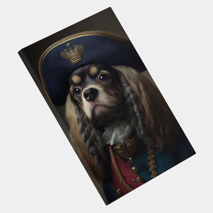 Vászonfestés, Kutyák királya, Általános hím, The Cavalier King, Gentleman Dog, Kreatív, High End, Művészet és digitális festészet, Mesterséges intelligenciával generált koncepció, AI, AI, 25x40 cm, Többszínű
