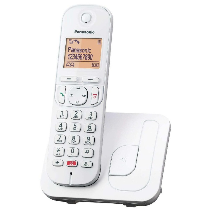 Telefon digital fara fir, Hands Free, Panasonic, KX-TGC250GRW, LCD, Alb