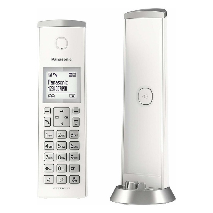 Telefon digital fara fir Panasonic, LCD, Alb