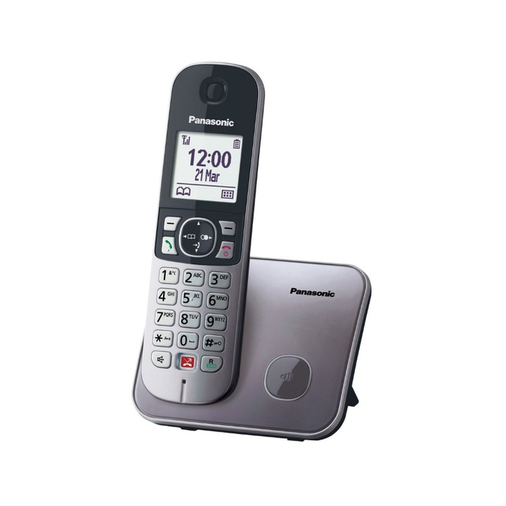 Telefon digital fara fir Panasonic, LCD, Gri