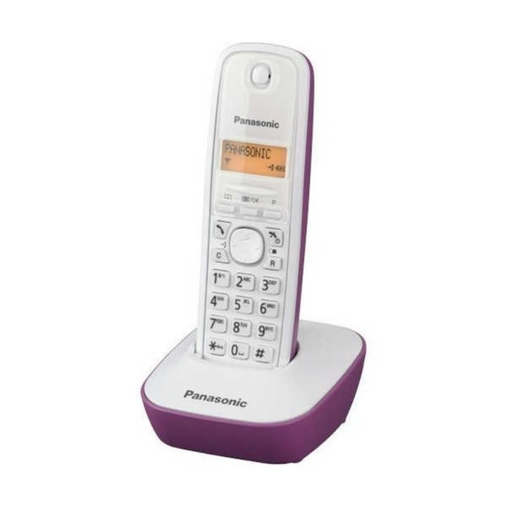 Telefon digital fara fir Panasonic, LCD, Alb/Mov