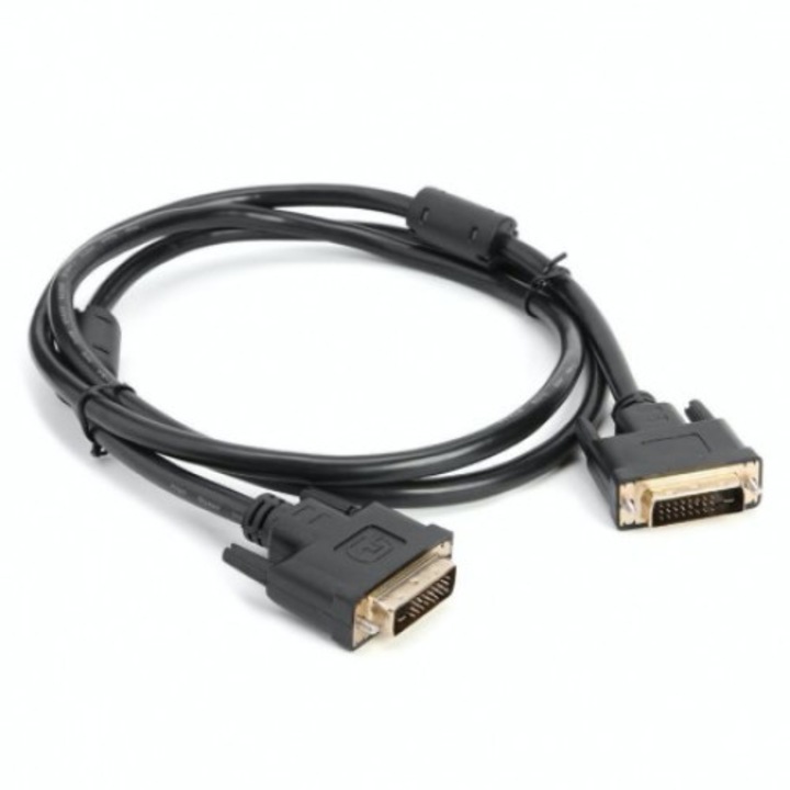 Cablu conector video cu interfata Tata - DVI-D 24+1 pini la Tata - DVI-D 24+1 pini, HDR, 1.5 m, Negru