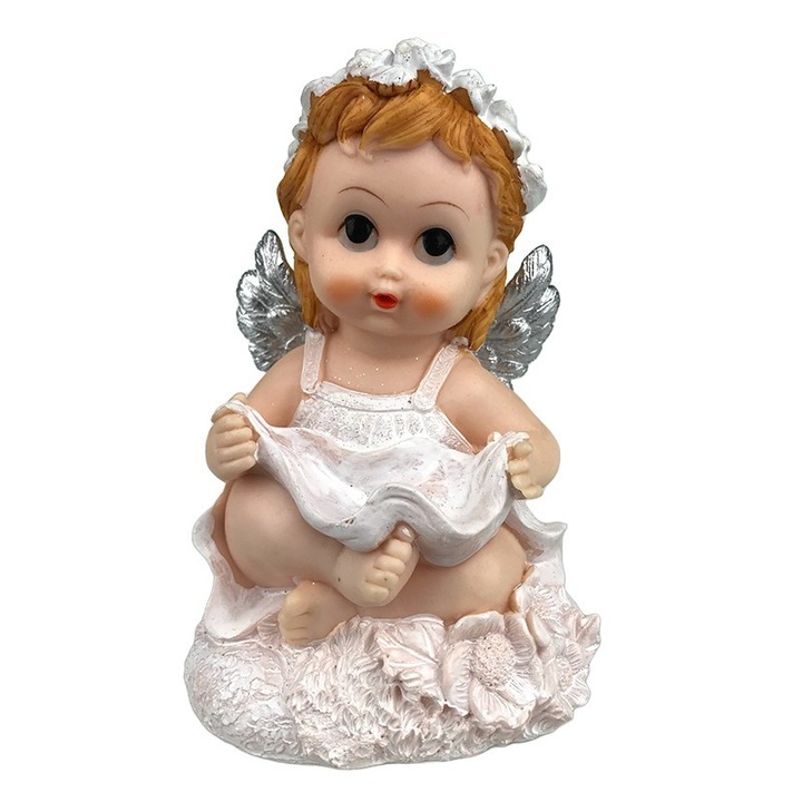 Gyanta angyal ülő sállal a kezében, 11x17 cm