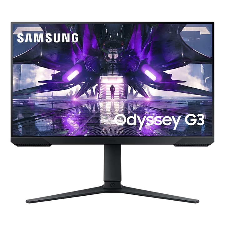 Monitor gaming, Samsung, Odyssey S24AG300, 24", Full HD, 1 ms, 144 Hz, Freesync Premium, Design ergonomic, HDMI, Negru