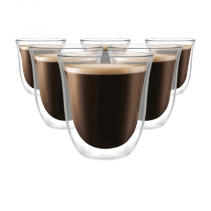 6 db-os hőpohár dupla fenekű készlet Űrtartalom 220 ml