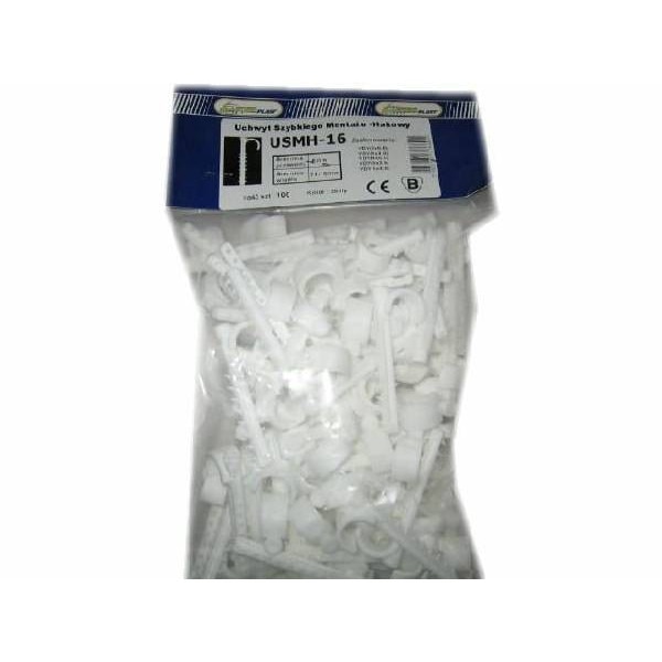Uchwyt hakowy USMH-16, alb, set 100 buc, pentru montaj cabluri, 11-16mm