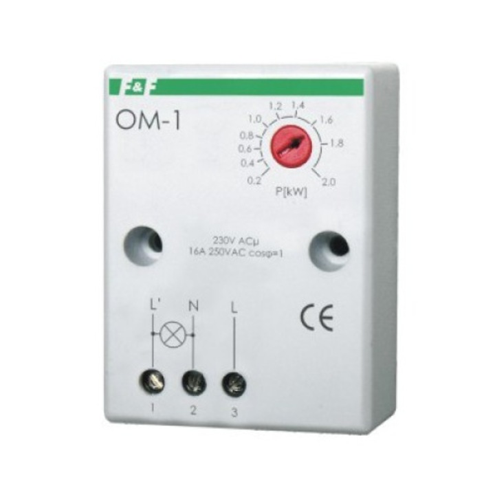 Limitator consum de energie, F&F, OM-1, 230V, 200-2000W, 50x64mm, 0.8W