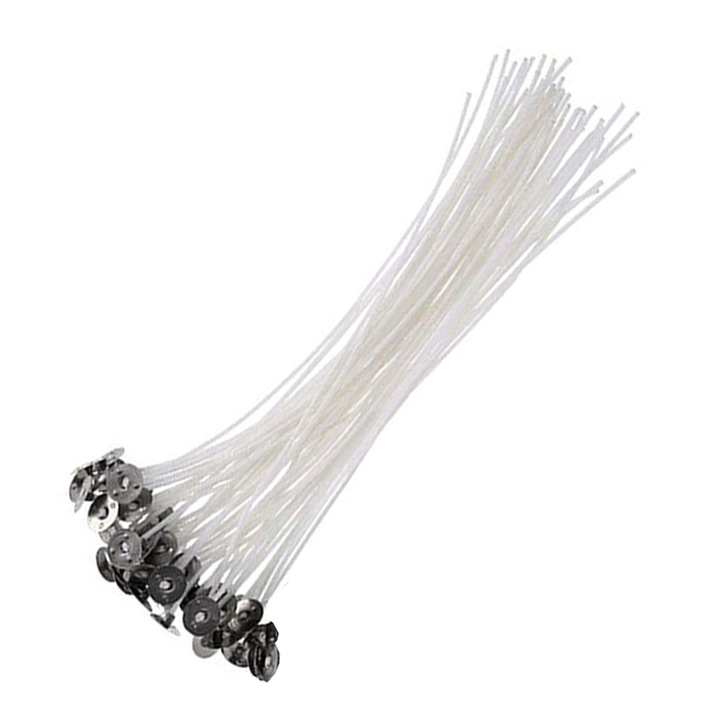 Set 200 buc, fitile cerate pentru lumanari, 20cm, Alb