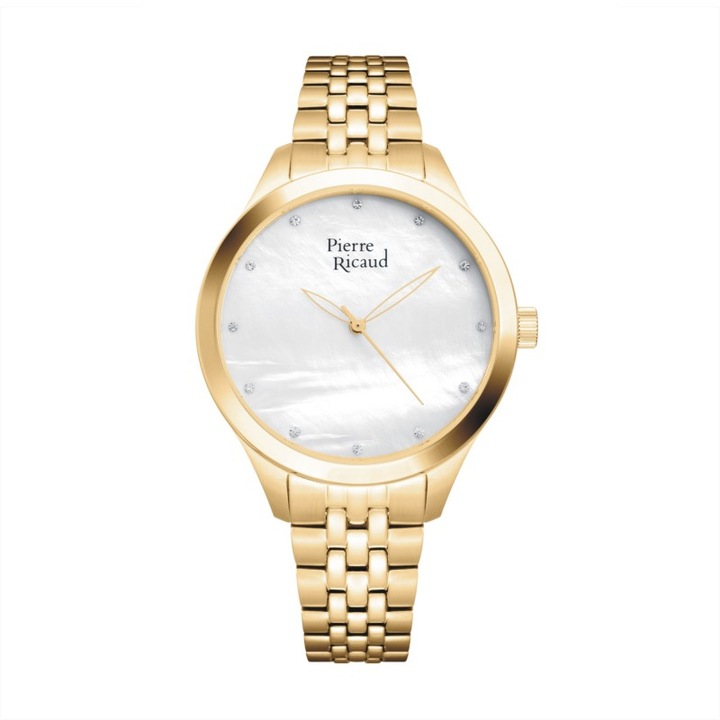 Ceas Pierre Ricaud P22063.114FQ, inox, auriu, carcasa 38mm, cadran sidefat