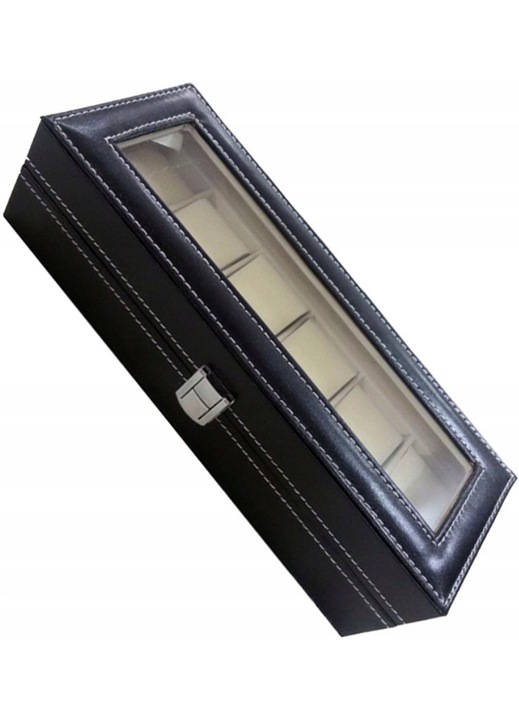 Ékszeróra tok, Műanyag/Ökológiai bőr, Fekete/Bézs