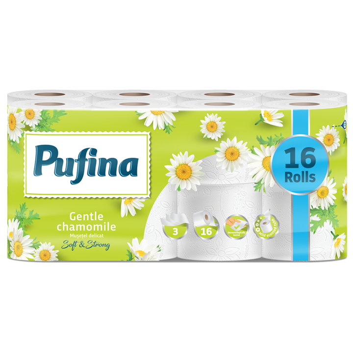 Hartie igienica Pufina Musetel delicat, 16 role, 3 straturi
