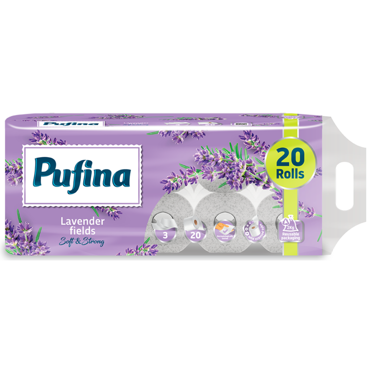 Hartie igienica Pufina Campuri de Lavanda, 20 role, 3 straturi