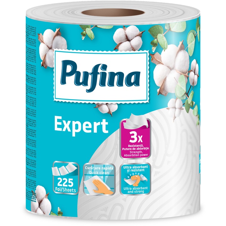 Prosop de bucatarie Pufina Expert, 3 straturi, 225 foi